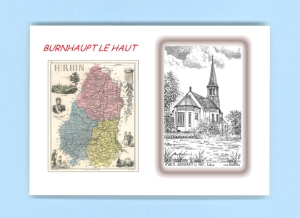 Cartes Postales impression Noir avec dpartement sur la ville de BURNHAUPT LE HAUT Titre : eglise