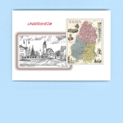 Cartes Postales impression Noir avec dpartement sur la ville de UNGERSHEIM Titre : vue