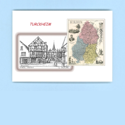 Cartes Postales impression Noir avec dpartement sur la ville de TURCKHEIM Titre : vue
