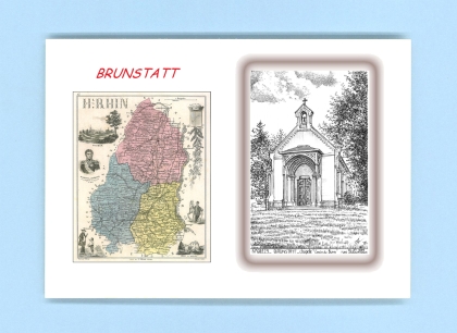 Cartes Postales impression Noir avec dpartement sur la ville de BRUNSTATT Titre : chapelle