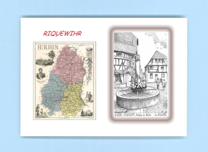 Cartes Postales impression Noir avec dpartement sur la ville de RIQUEWIHR Titre : fontaine du dolder
