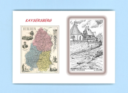 Cartes Postales impression Noir avec dpartement sur la ville de KAYSERSBERG Titre : vue