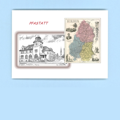 Cartes Postales impression Noir avec dpartement sur la ville de PFASTATT Titre : mairie