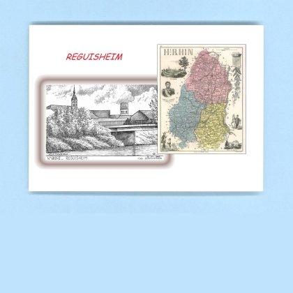 Cartes Postales impression Noir avec dpartement sur la ville de REGUISHEIM Titre : vue