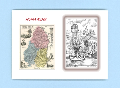 Cartes Postales impression Noir avec dpartement sur la ville de HUNAWIHR Titre : vue