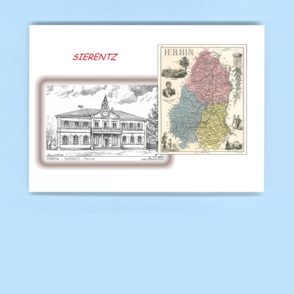 Cartes Postales impression Noir avec dpartement sur la ville de SIERENTZ Titre : mairie