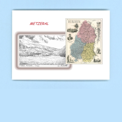 Cartes Postales impression Noir avec dpartement sur la ville de METZERAL Titre : village