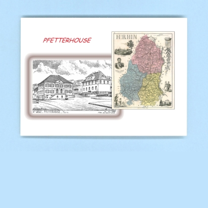Cartes Postales impression Noir avec dpartement sur la ville de PFETTERHOUSE Titre : mairie