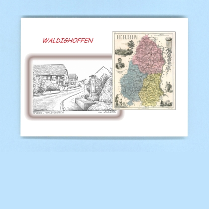 Cartes Postales impression Noir avec dpartement sur la ville de WALDIGHOFFEN Titre : vue