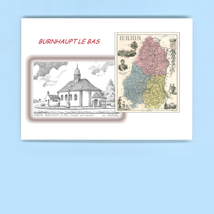 Cartes Postales impression Noir avec dpartement sur la ville de BURNHAUPT LE BAS Titre : chapelle st wendelin