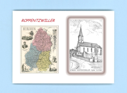 Cartes Postales impression Noir avec dpartement sur la ville de ROPPENTZWILLER Titre : eglise