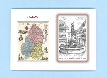 Cartes Postales impression Noir avec dpartement sur la ville de THANN Titre : fontaine st thiebaut