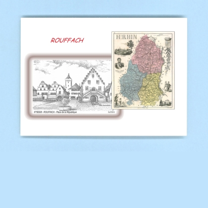 Cartes Postales impression Noir avec dpartement sur la ville de ROUFFACH Titre : place de la republique
