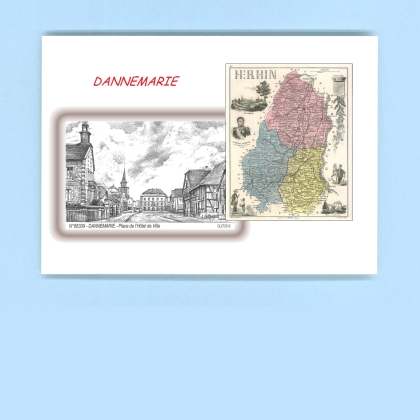 Cartes Postales impression Noir avec dpartement sur la ville de DANNEMARIE Titre : place de l hotel de ville