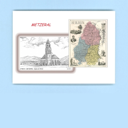 Cartes Postales impression Noir avec dpartement sur la ville de METZERAL Titre : eglise de l emm