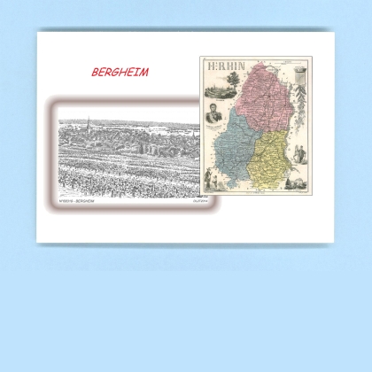 Cartes Postales impression Noir avec dpartement sur la ville de BERGHEIM Titre : vue