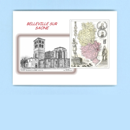 Cartes Postales impression Noir avec dpartement sur la ville de BELLEVILLE SUR SAONE Titre : eglise 12e siecle