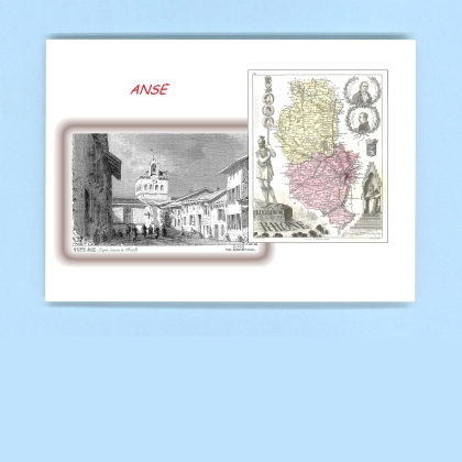 Cartes Postales impression Noir avec dpartement sur la ville de ANSE Titre : vue