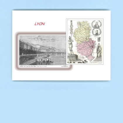 Cartes Postales impression Noir avec dpartement sur la ville de LYON Titre : quai st clair