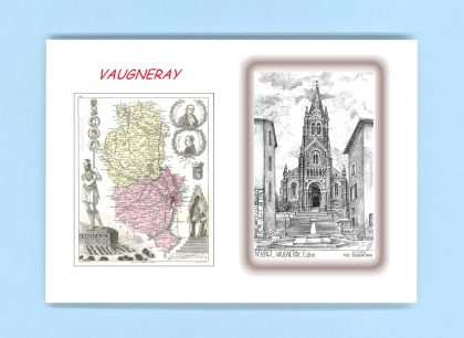 Cartes Postales impression Noir avec dpartement sur la ville de VAUGNERAY Titre : eglise