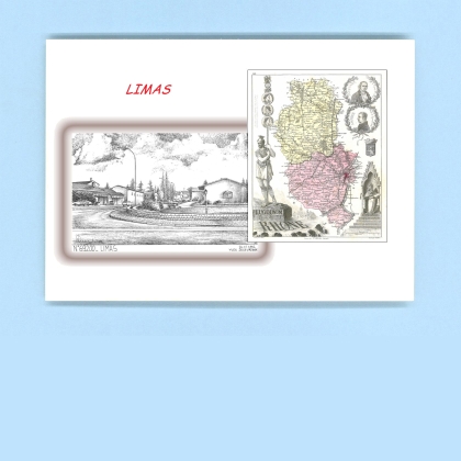 Cartes Postales impression Noir avec dpartement sur la ville de LIMAS Titre : vue