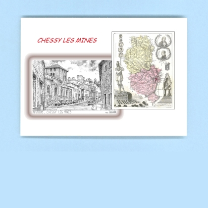 Cartes Postales impression Noir avec dpartement sur la ville de CHESSY LES MINES Titre : vue