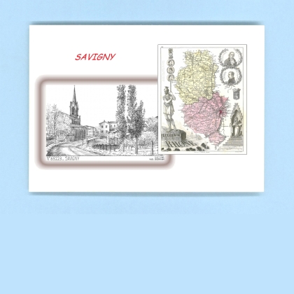 Cartes Postales impression Noir avec dpartement sur la ville de SAVIGNY Titre : vue