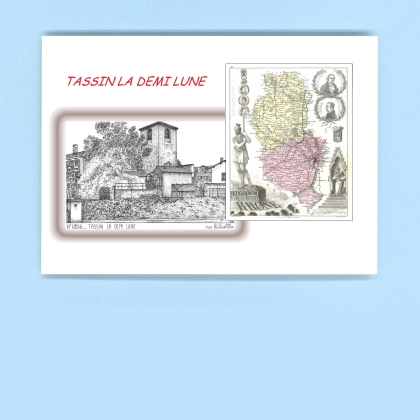 Cartes Postales impression Noir avec dpartement sur la ville de TASSIN LA DEMI LUNE Titre : vue