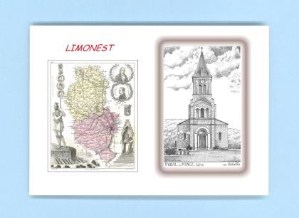 Cartes Postales impression Noir avec dpartement sur la ville de LIMONEST Titre : eglise
