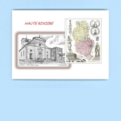 Cartes Postales impression Noir avec dpartement sur la ville de HAUTE RIVOIRE Titre : eglise