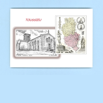 Cartes Postales impression Noir avec dpartement sur la ville de TOUSSIEU Titre : eglise