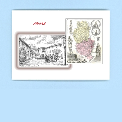 Cartes Postales impression Noir avec dpartement sur la ville de ARNAS Titre : les conscrits