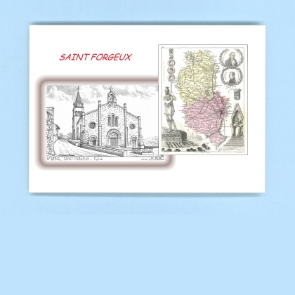 Cartes Postales impression Noir avec dpartement sur la ville de ST FORGEUX Titre : eglise