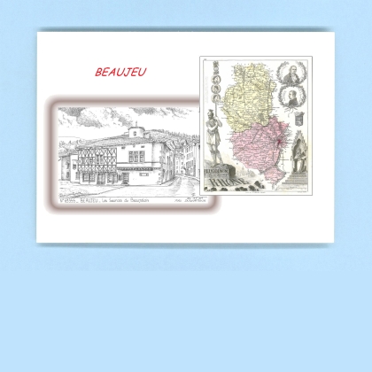 Cartes Postales impression Noir avec dpartement sur la ville de BEAUJEU Titre : les sources du beaujolais