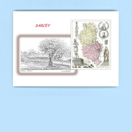 Cartes Postales impression Noir avec dpartement sur la ville de SARCEY Titre : vue