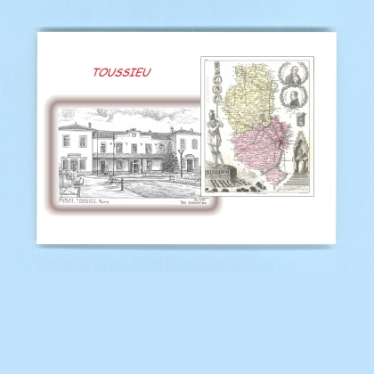 Cartes Postales impression Noir avec dpartement sur la ville de TOUSSIEU Titre : mairie