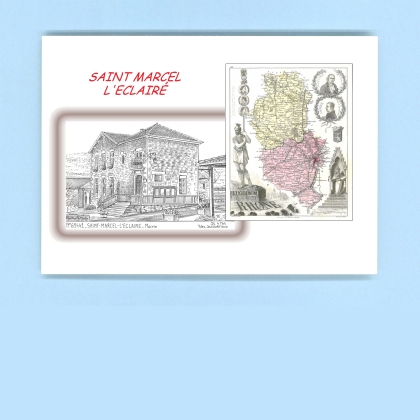 Cartes Postales impression Noir avec dpartement sur la ville de ST MARCEL L ECLAIRE Titre : mairie