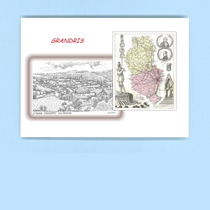 Cartes Postales impression Noir avec dpartement sur la ville de GRANDRIS Titre : vue generale