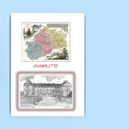 Cartes Postales impression Noir avec dpartement sur la ville de CHAMPLITTE Titre : chateau