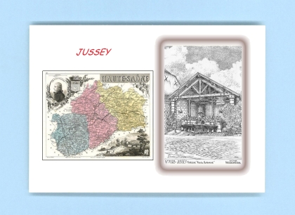 Cartes Postales impression Noir avec dpartement sur la ville de JUSSEY Titre : fontaine