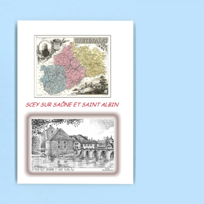 Cartes Postales impression Noir avec dpartement sur la ville de SCEY SUR SAONE ET ST ALBIN Titre : pont