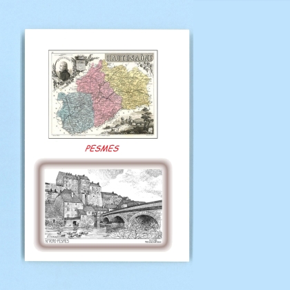 Cartes Postales impression Noir avec dpartement sur la ville de PESMES Titre : vue