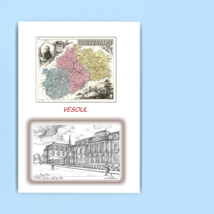 Cartes Postales impression Noir avec dpartement sur la ville de VESOUL Titre : hotel de ville