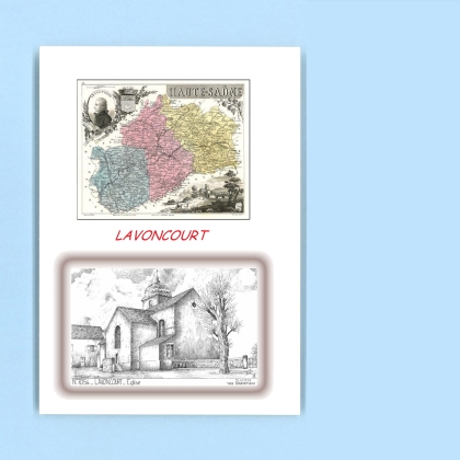 Cartes Postales impression Noir avec dpartement sur la ville de LAVONCOURT Titre : eglise