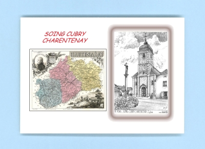 Cartes Postales impression Noir avec dpartement sur la ville de SOING CUBRY CHARENTENAY Titre : eglise