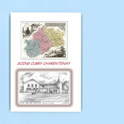 Cartes Postales impression Noir avec dpartement sur la ville de SOING CUBRY CHARENTENAY Titre : place de la liberte