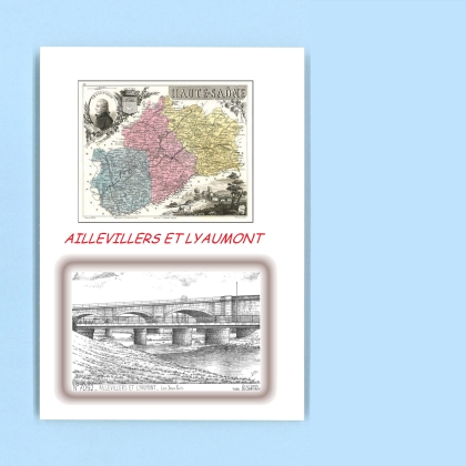 Cartes Postales impression Noir avec dpartement sur la ville de AILLEVILLERS ET LYAUMONT Titre : les deux ponts