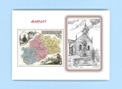 Cartes Postales impression Noir avec dpartement sur la ville de MARNAY Titre : eglise