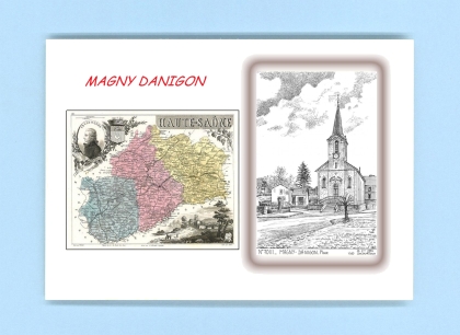 Cartes Postales impression Noir avec dpartement sur la ville de MAGNY DANIGON Titre : place