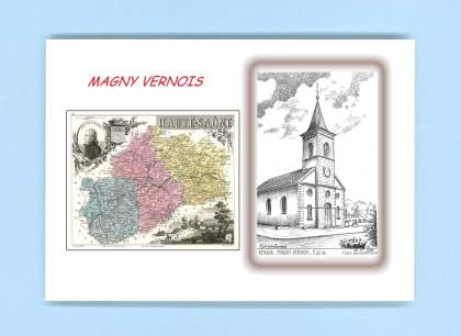 Cartes Postales impression Noir avec dpartement sur la ville de MAGNY VERNOIS Titre : eglise